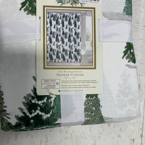 Ridgefield Home Christmas Trees Holiday Woodland Forest White Shower Curtain New - Picture 2 of 4